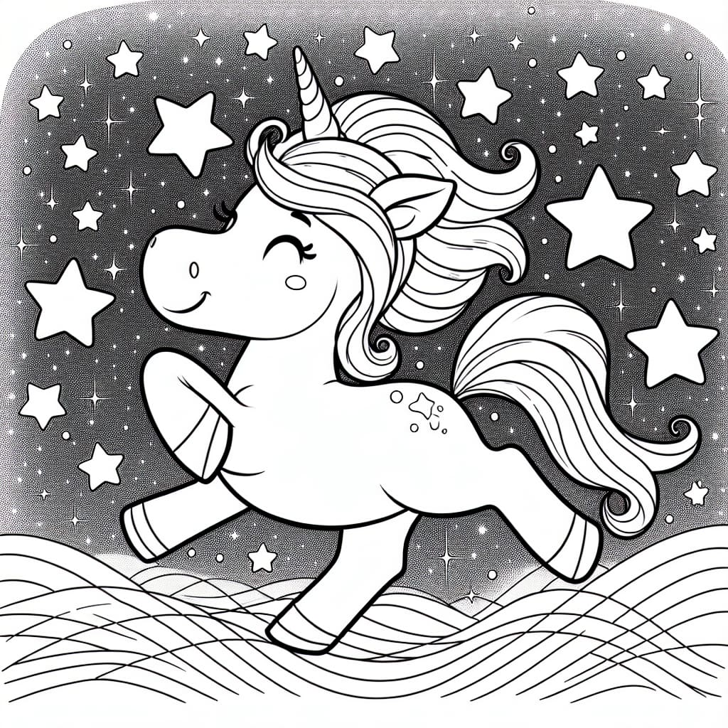 Original Unicorn prancing in starlight