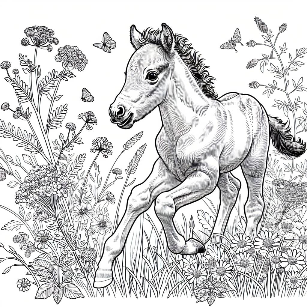 Original Foal frolicking in meadow