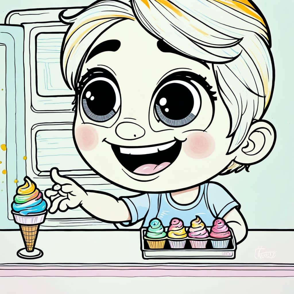 Colored Kid ordering at ice cream truck