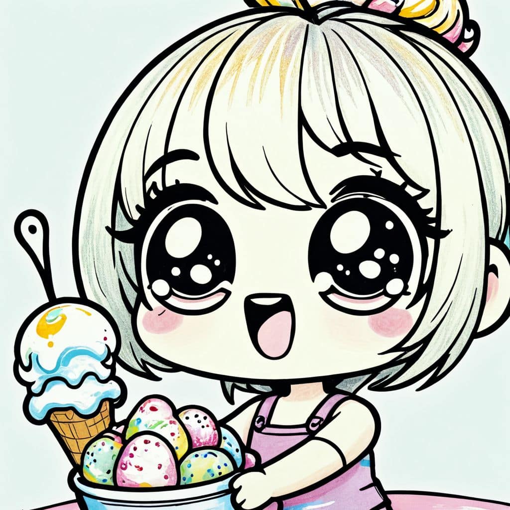 Colored Scooping strawberry ice cream