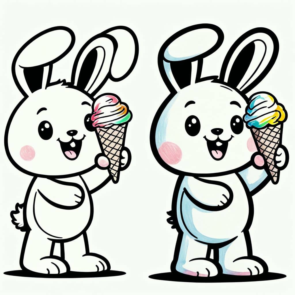 Colored Easter Bunny with Ice Cream