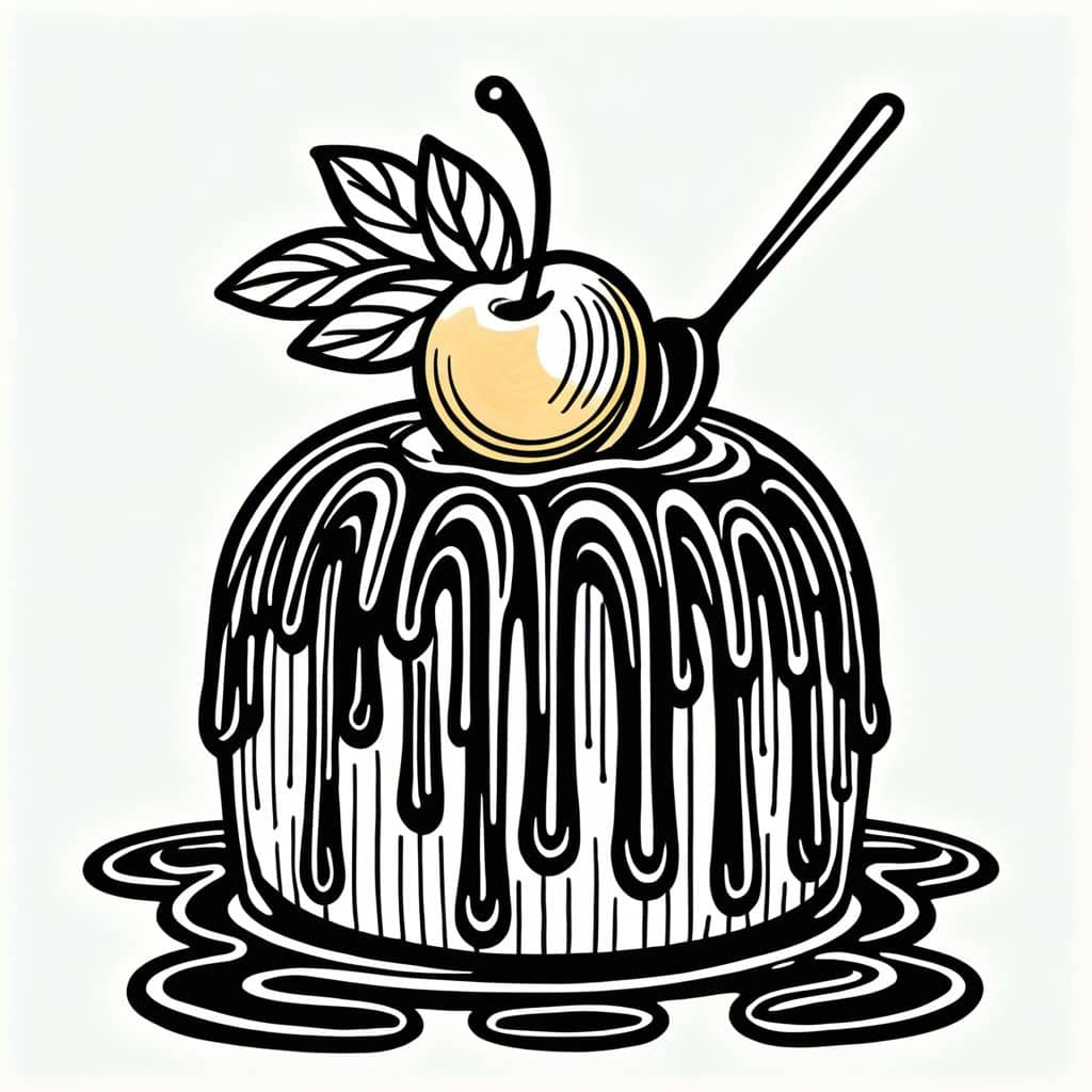 Colored drizzling hot fudge