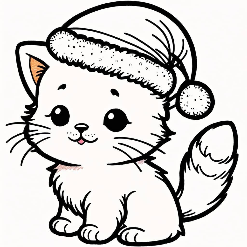 Colored Kitten with a festive hat