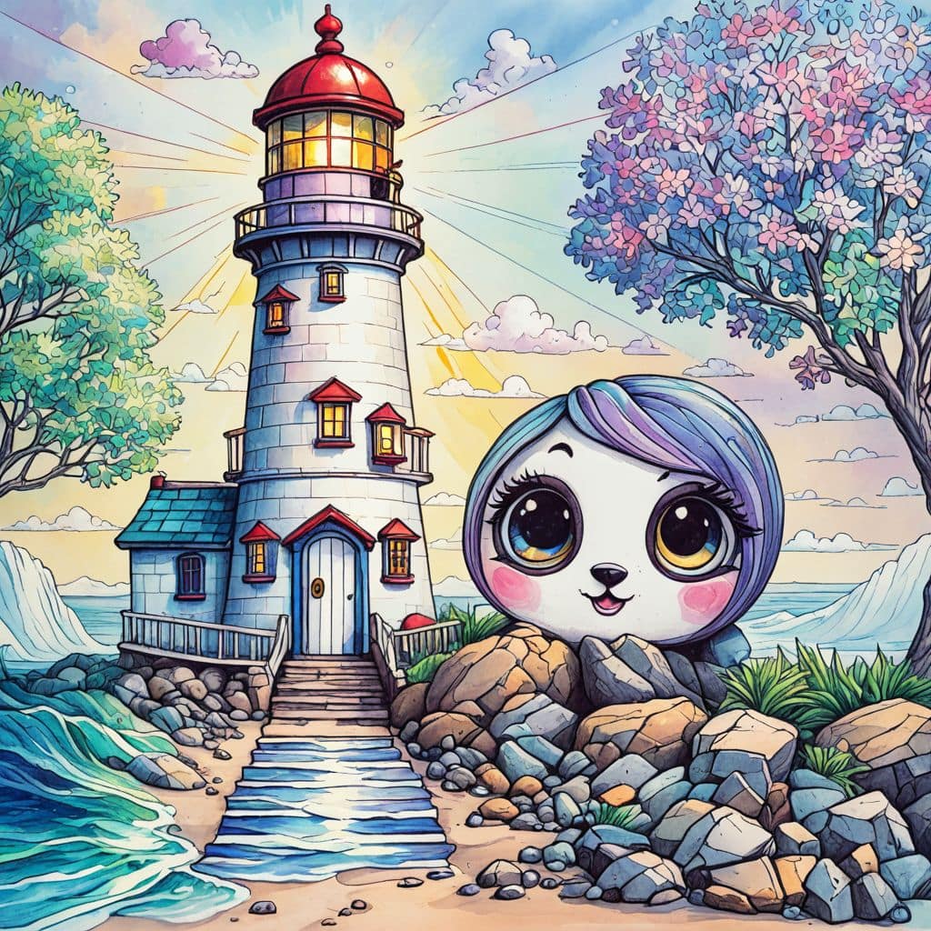 Colored Spring Lighthouse Painting