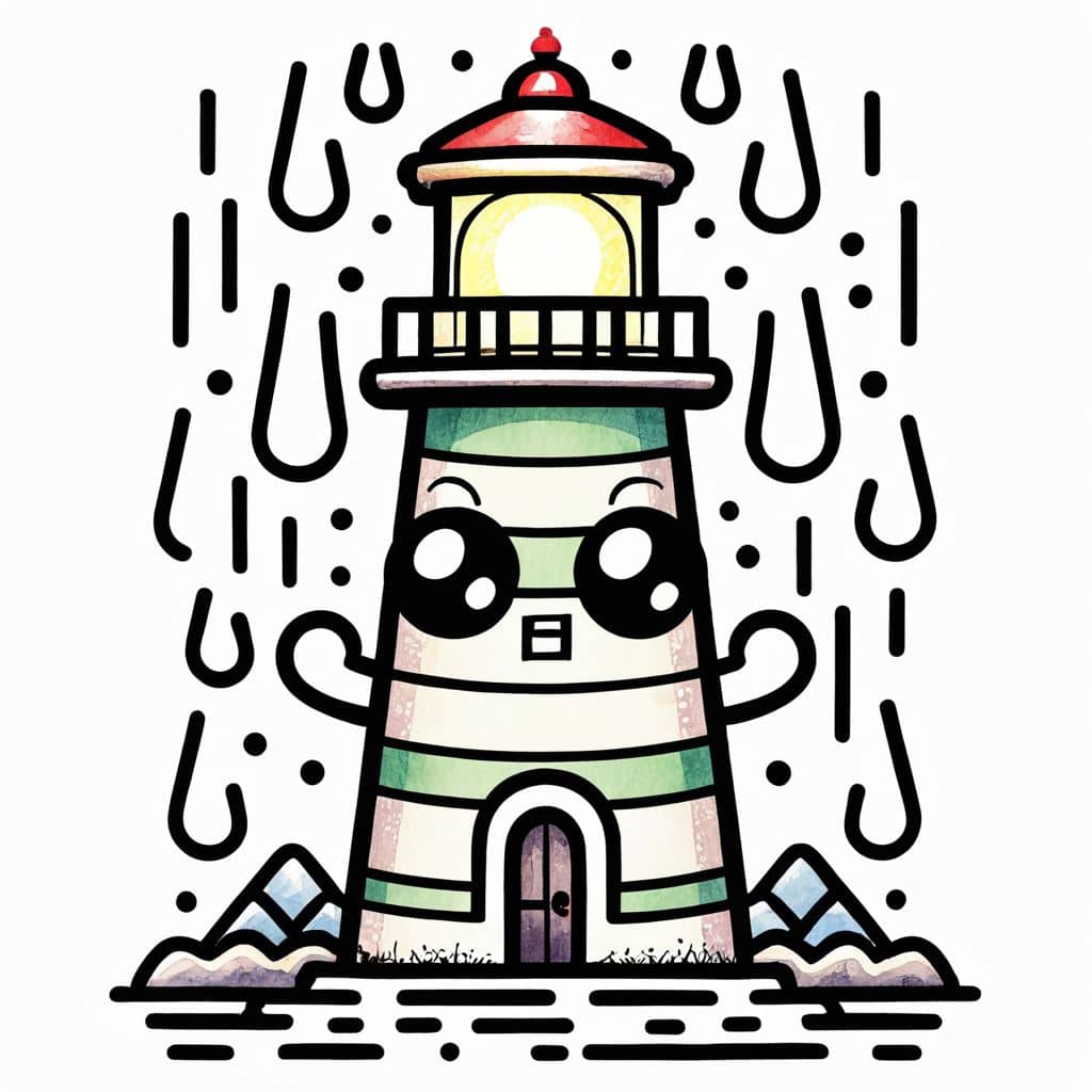Colored Lighthouse in Rainy Season