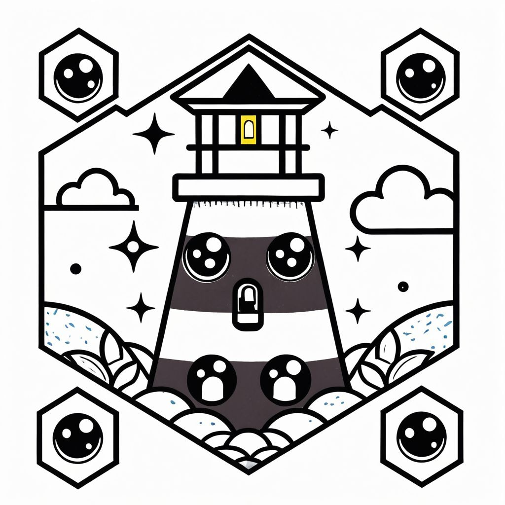 Colored Tall Hexagonal Lighthouse