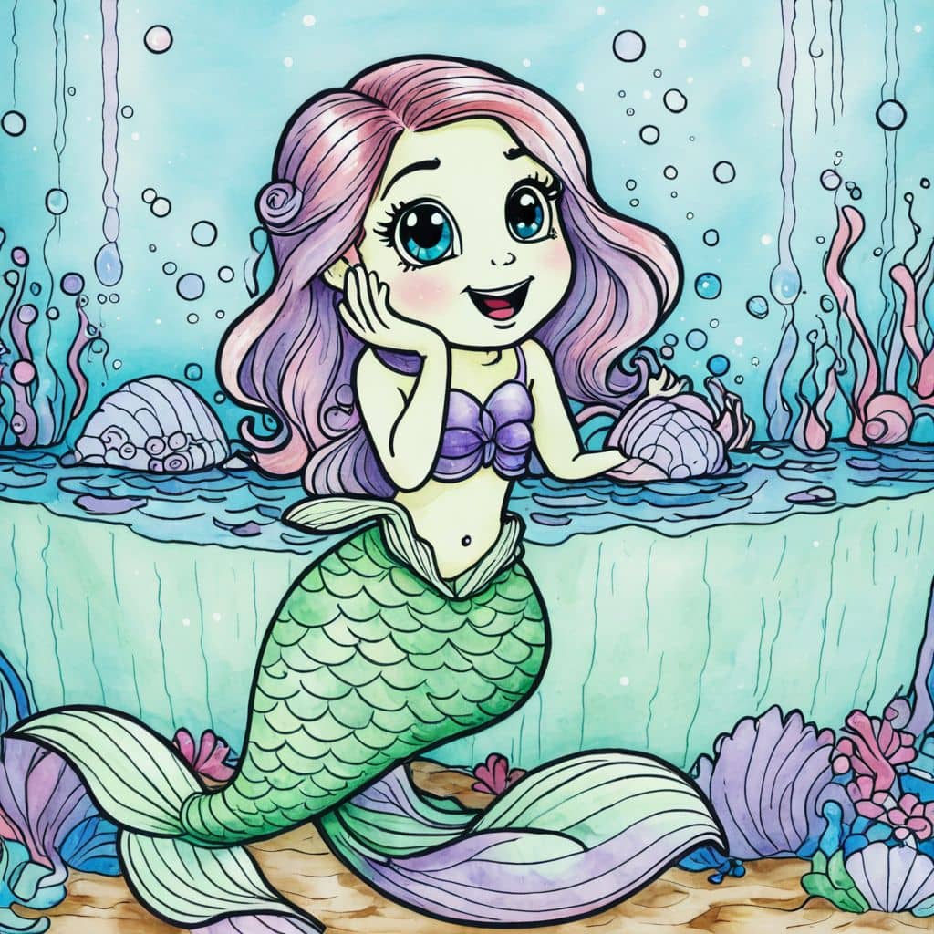 Colored Mermaid Enjoying Thanksgiving Feast