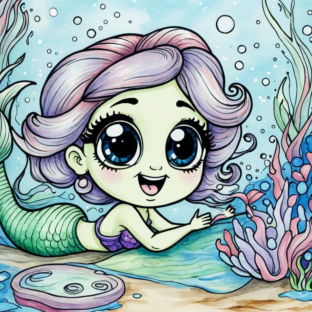 Colored Mermaid Painter coloring Coral