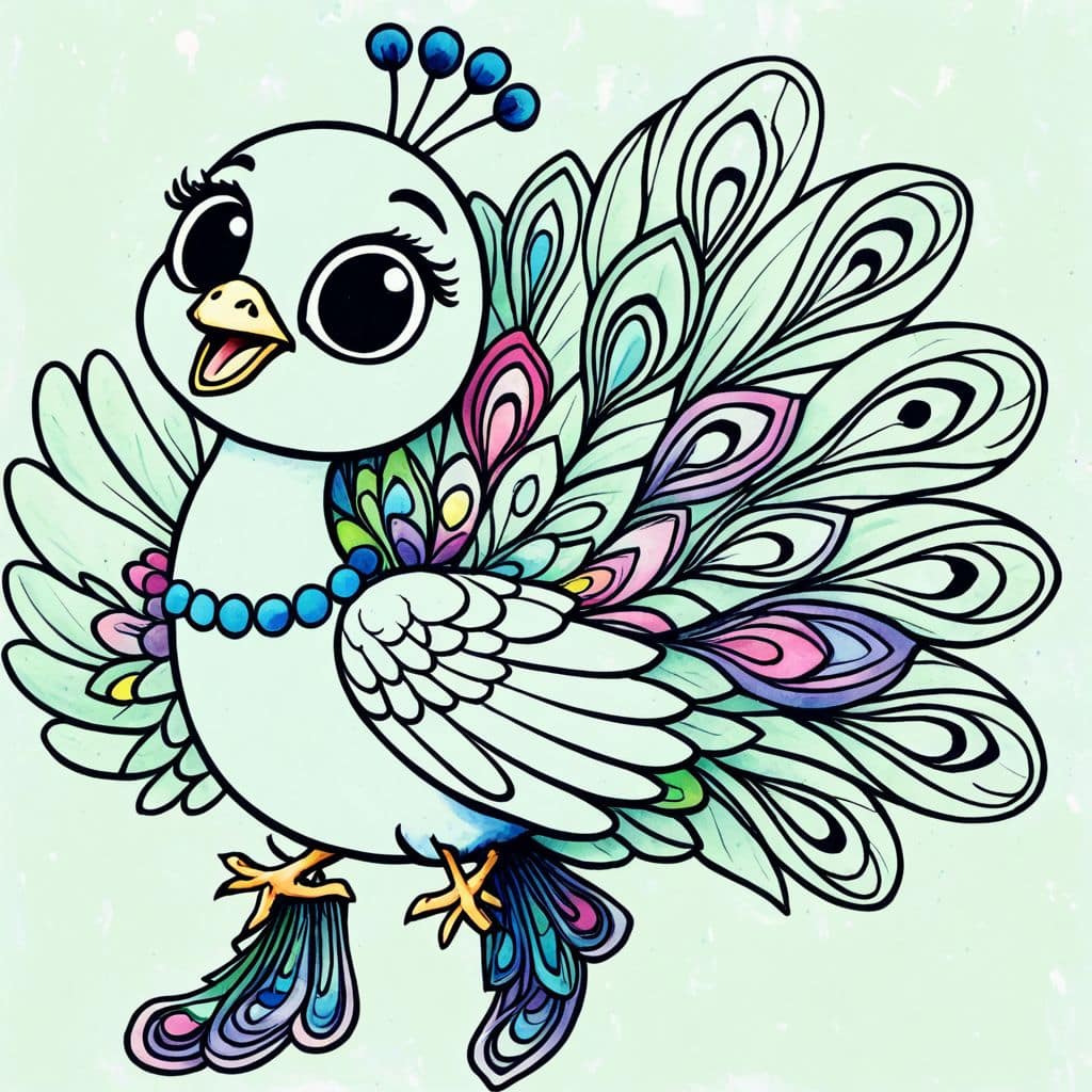 Colored Peacock sporting fashionable ankle boots.