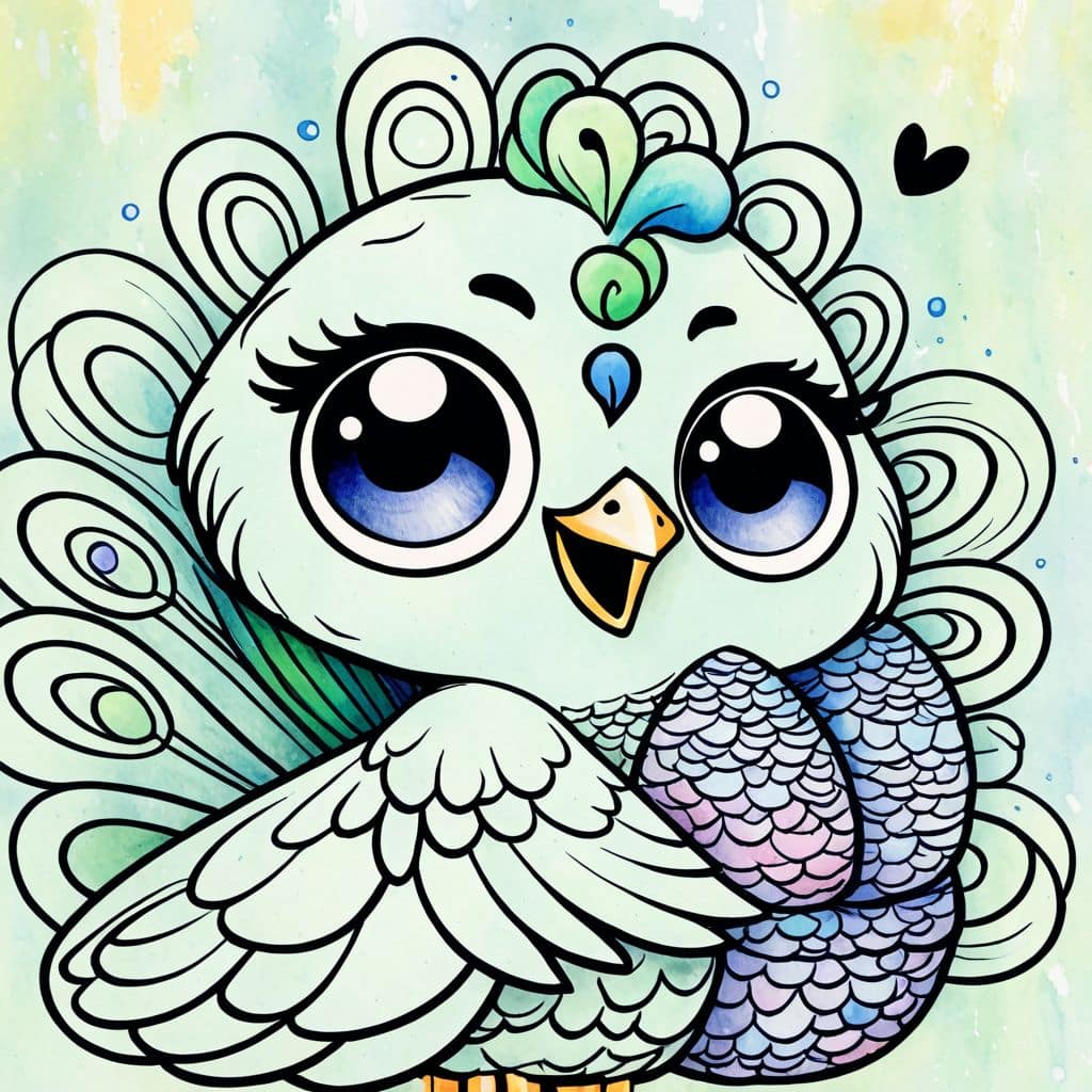 Colored Peacock Holding Easter Eggs