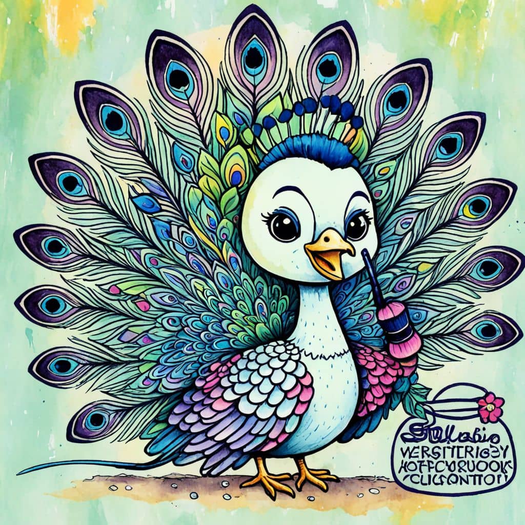 Colored Peacock with police radio