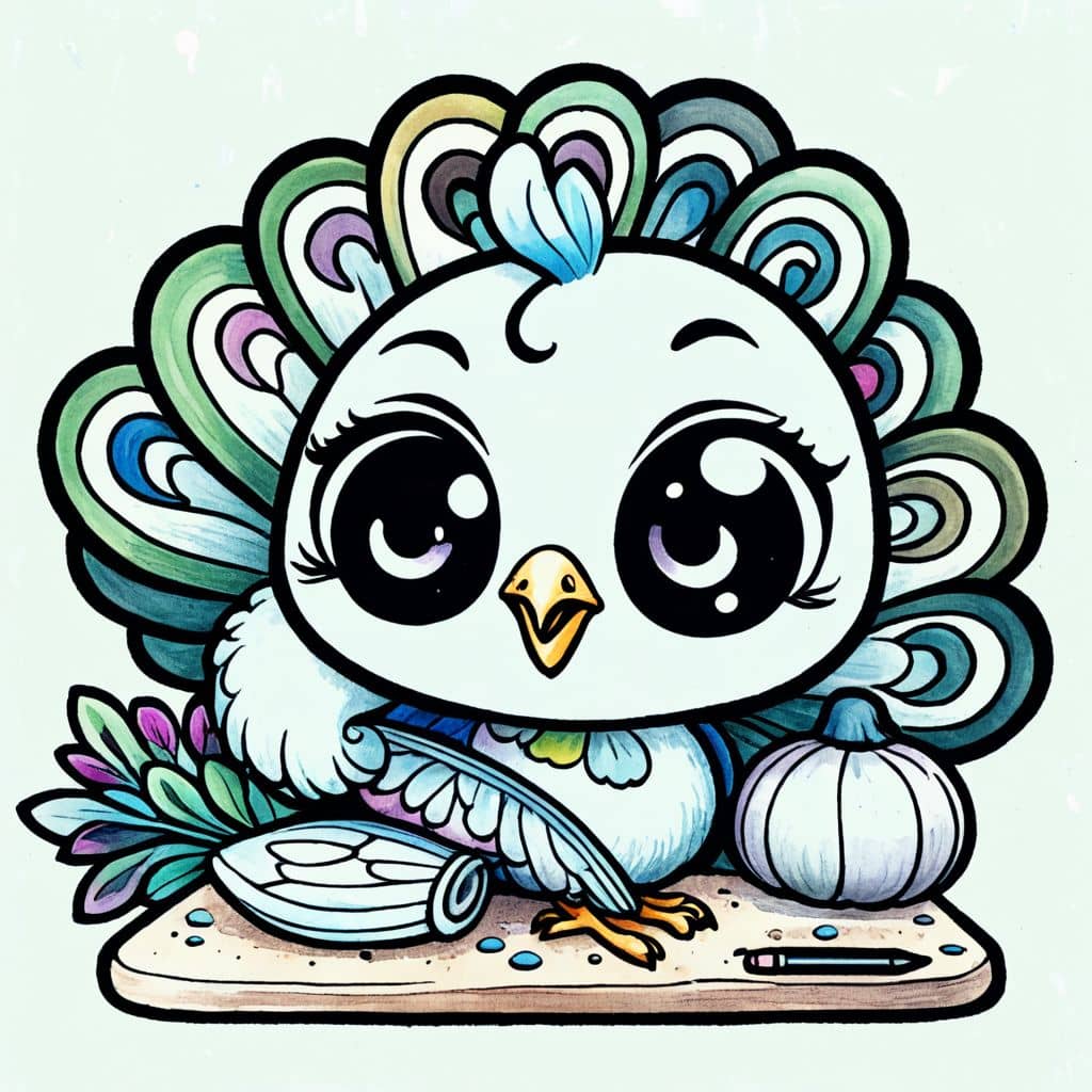 Colored Peacock Chopping Vegetables