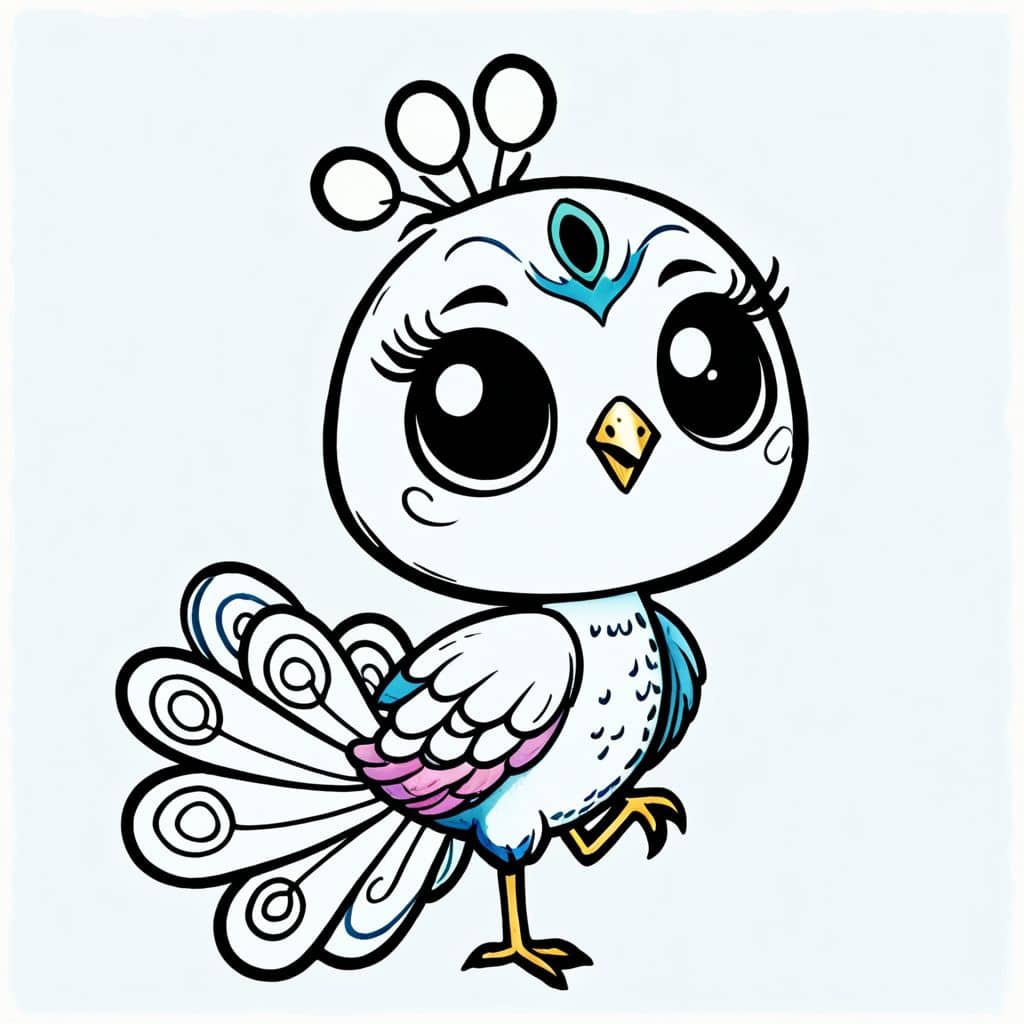 Colored Peacock standing on one leg
