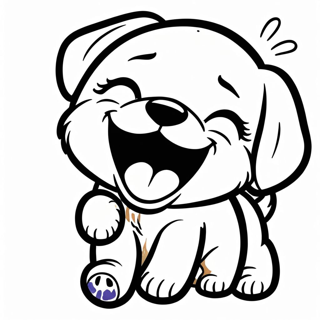 Colored Puppy Laughing with Joy