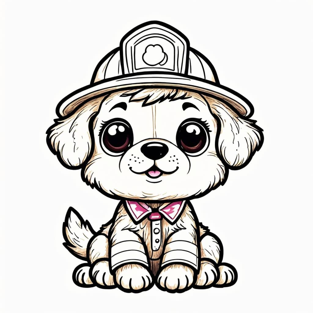 Colored Puppy as Firefighter