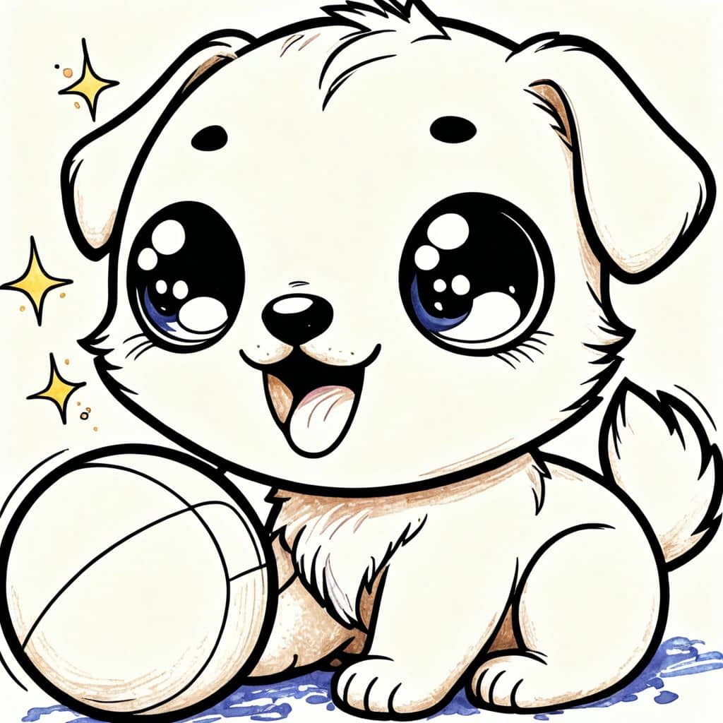 Colored Pup playing fetch