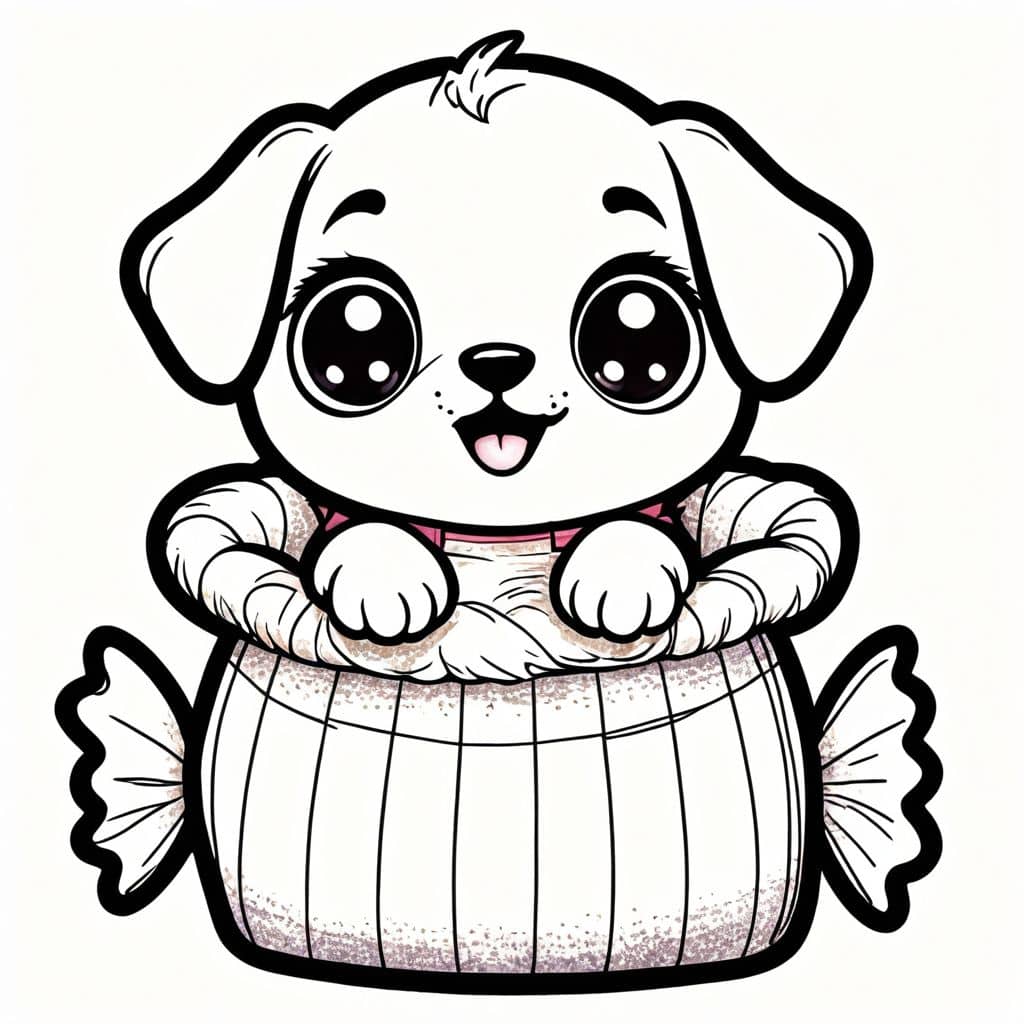 Colored Puppy inside Candy Corn Bag