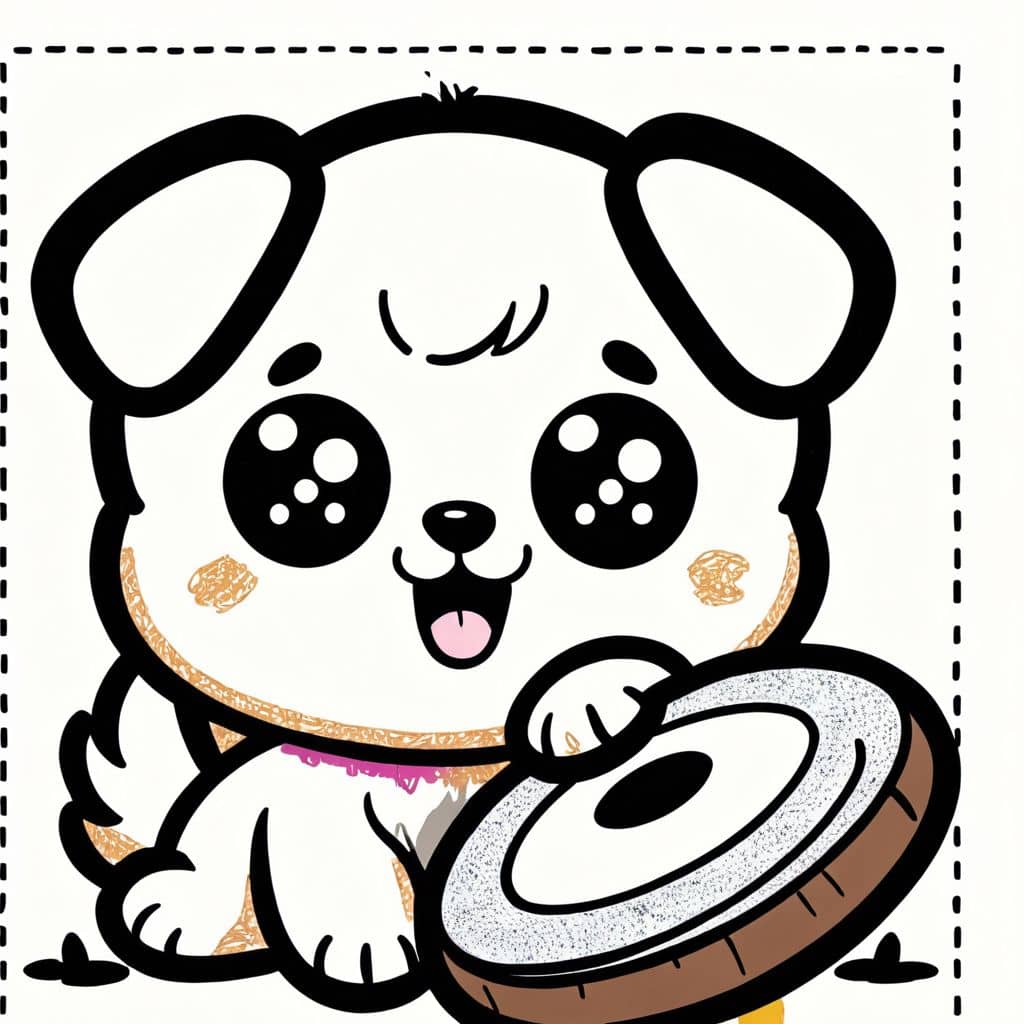 Colored Puppy with a Frisbee