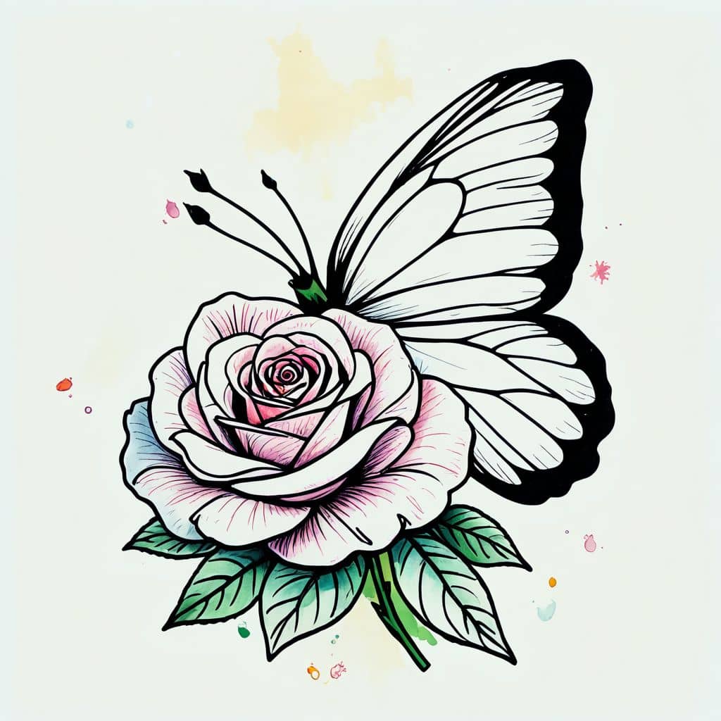 Colored Rose on Butterfly's Wing