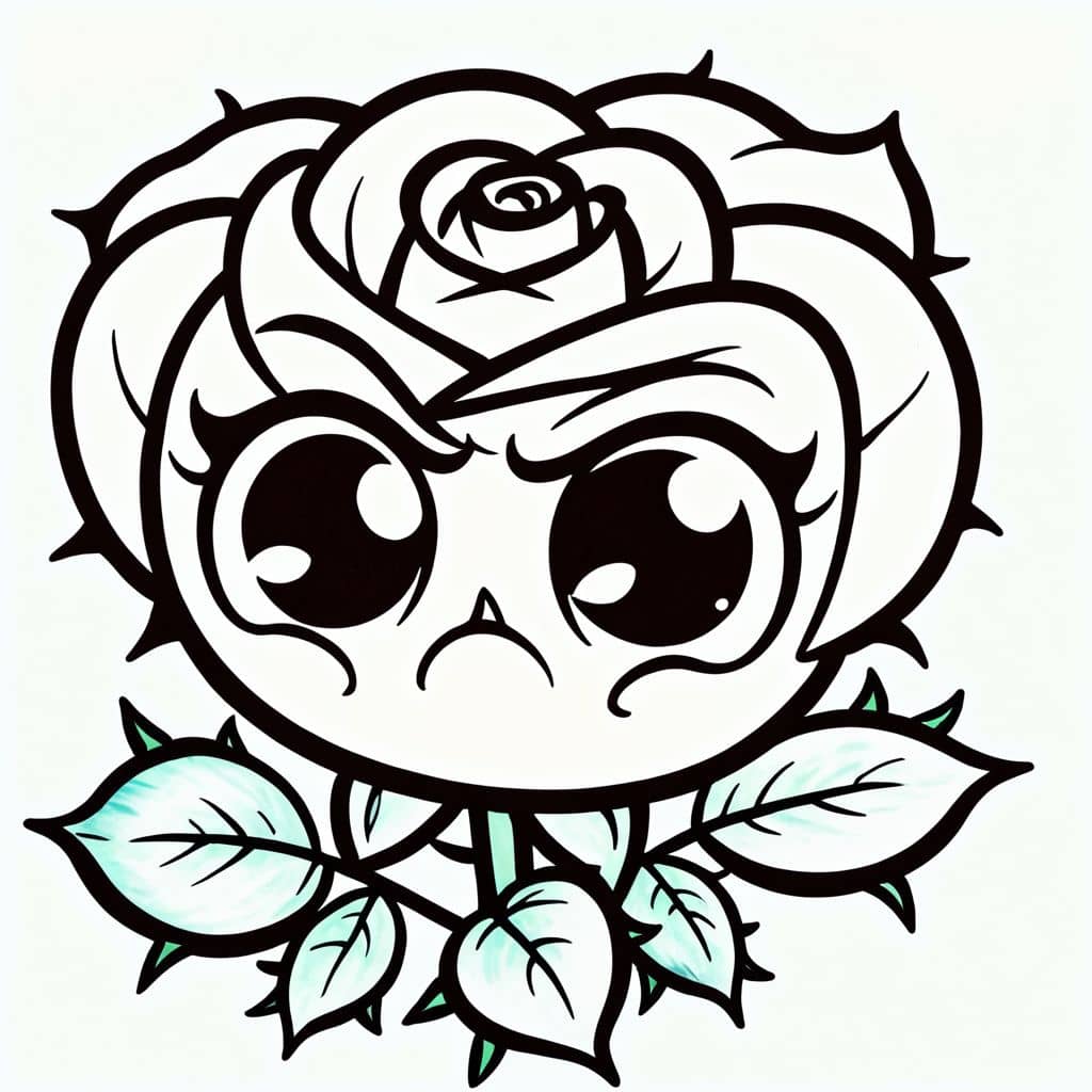 Colored Angry Rose with Thorny Frown