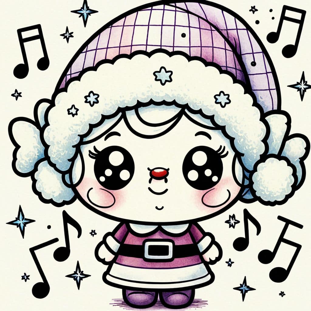 Colored Santa's Happily Singing Carols.