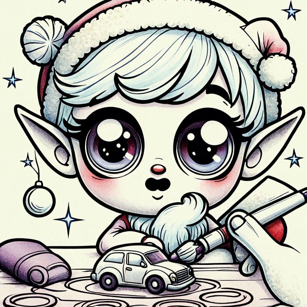 Colored Elf painting toy cars