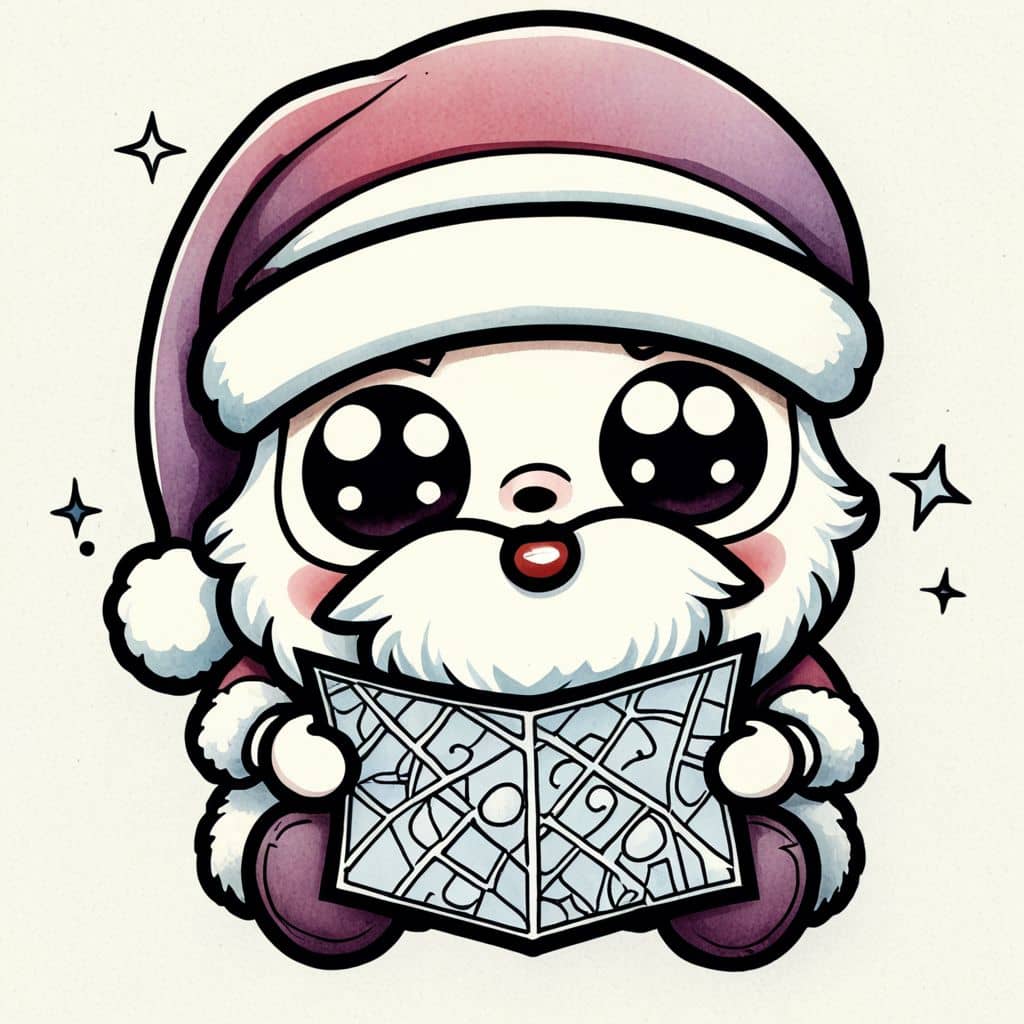 Colored Santa reading map