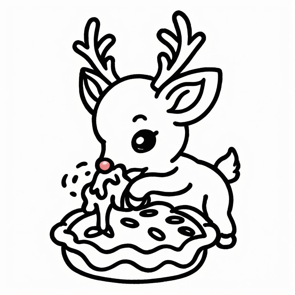 Colored Reindeer snatching a pie