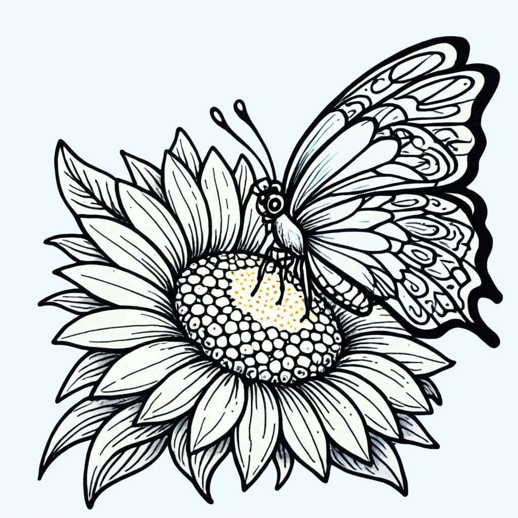 Colored Butterfly on a sunflower