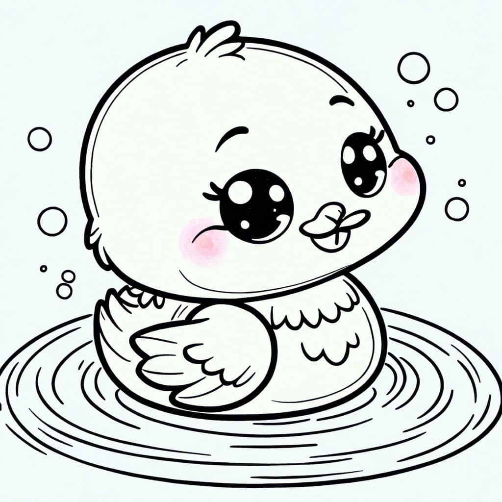 Colored Duckling in a pond