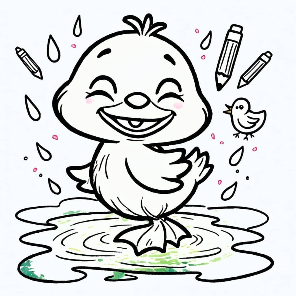 Colored Duck in puddle