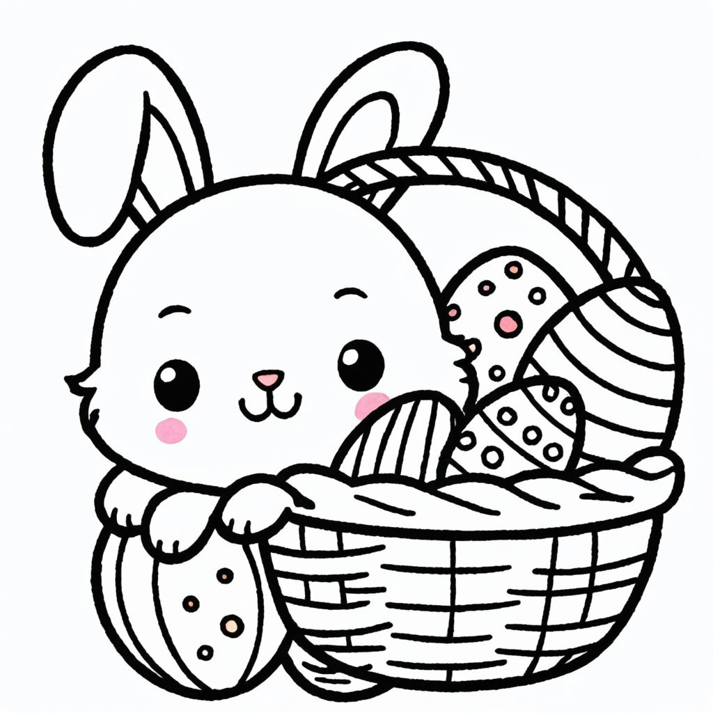 Colored Bunny carrying Easter eggs