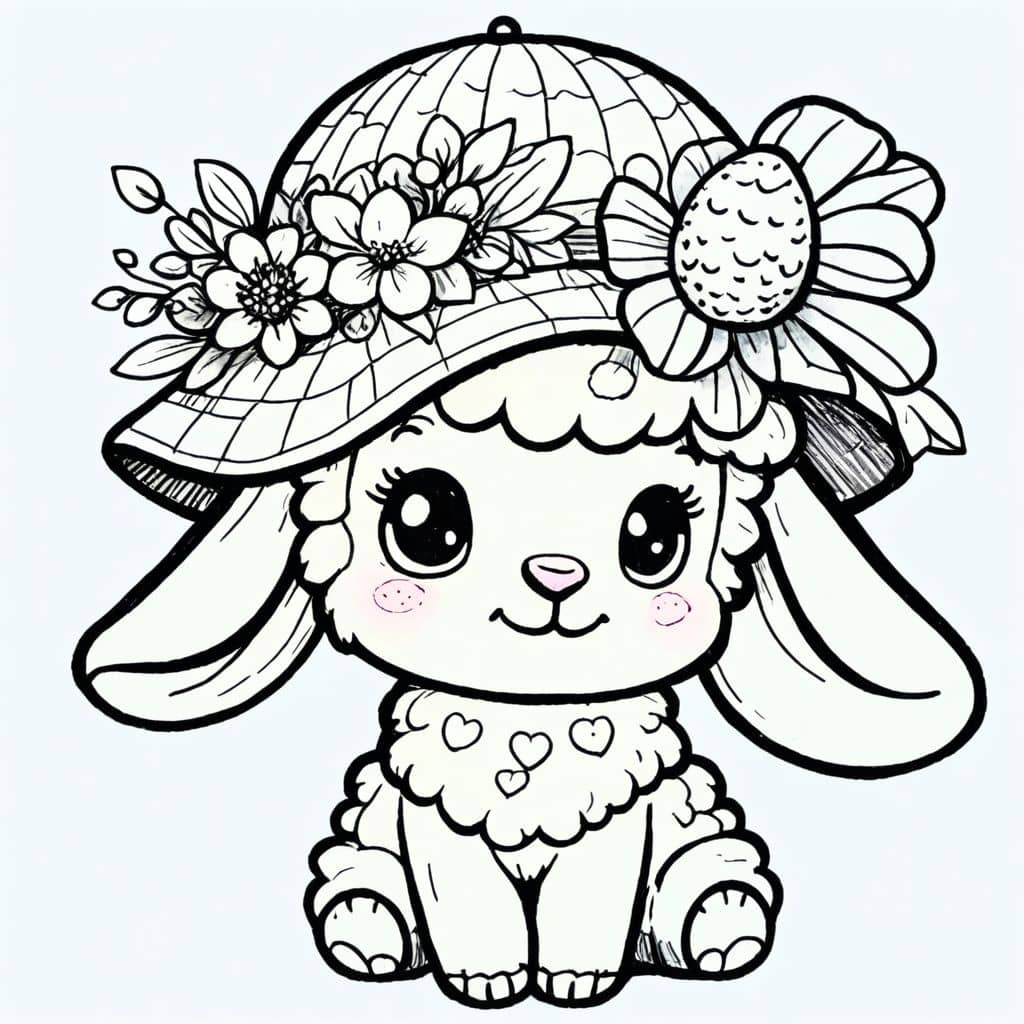 Colored Lamb wearing Easter bonnet