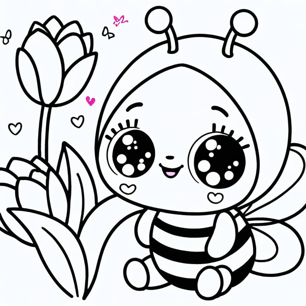 Colored Bee visiting tulip