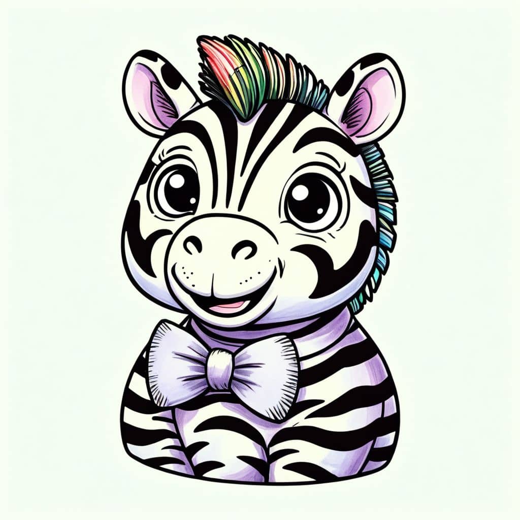 Colored Zebra Donning a Bow Tie