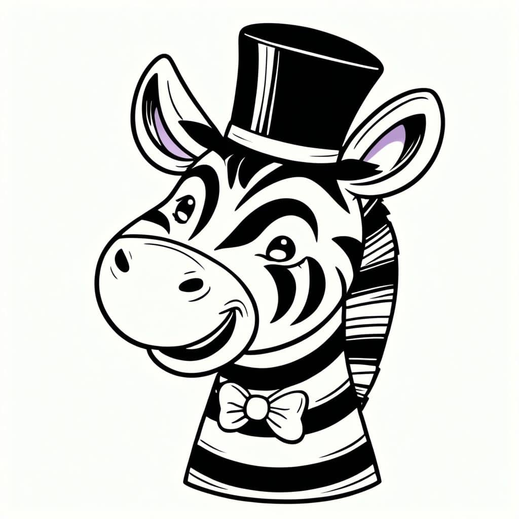 Colored Zebra with a Top Hat