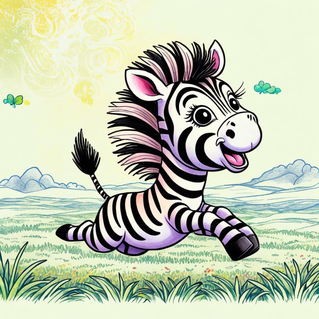 Colored Zebra Running on Savannah Plains