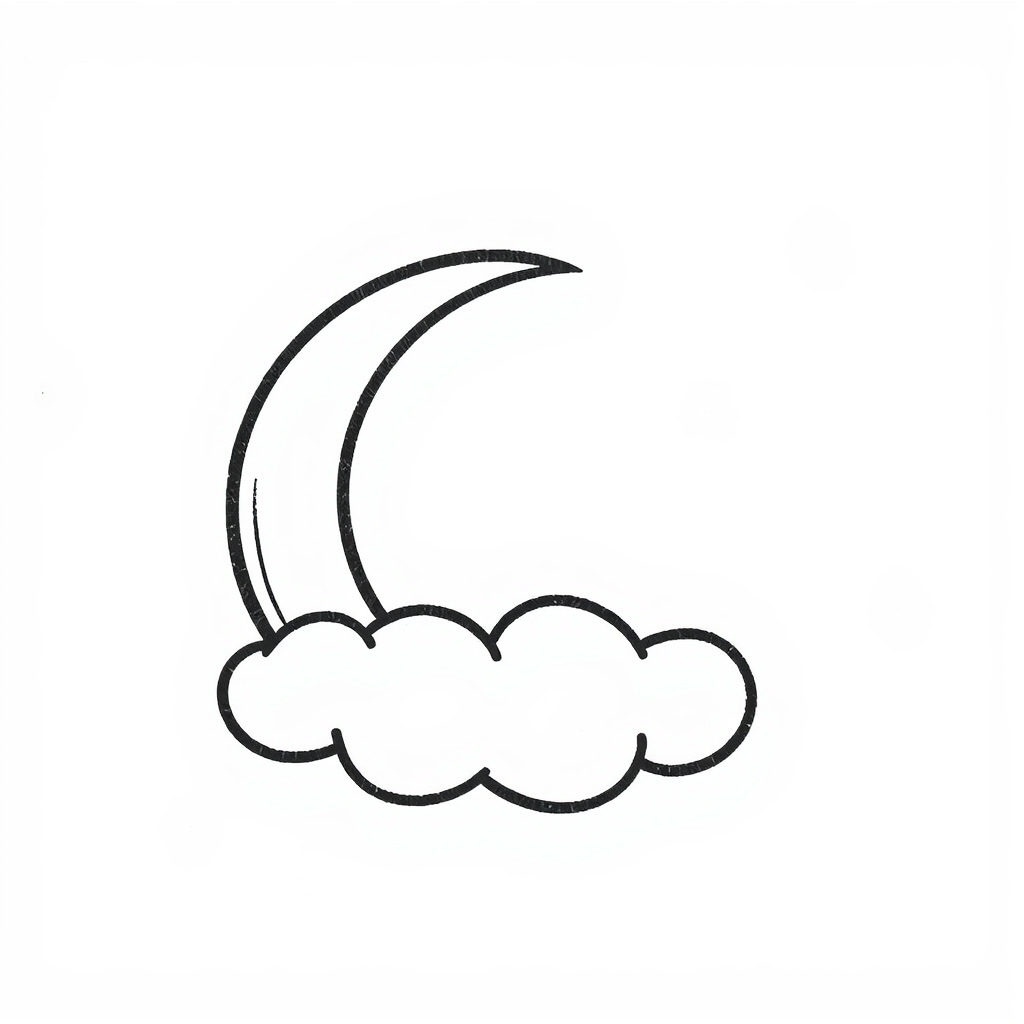 Crescent Moon resting on a soft cloud