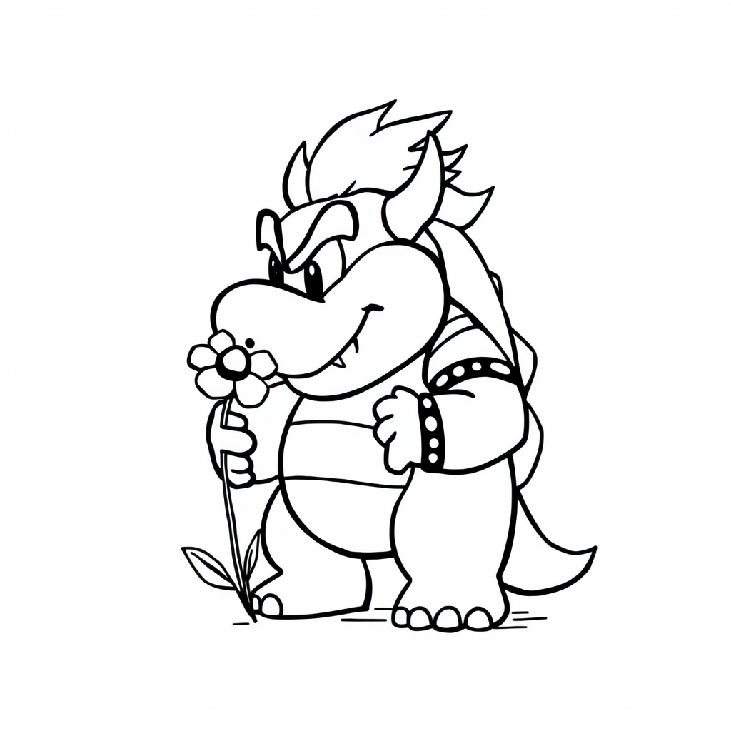 Bowser smelling a flower