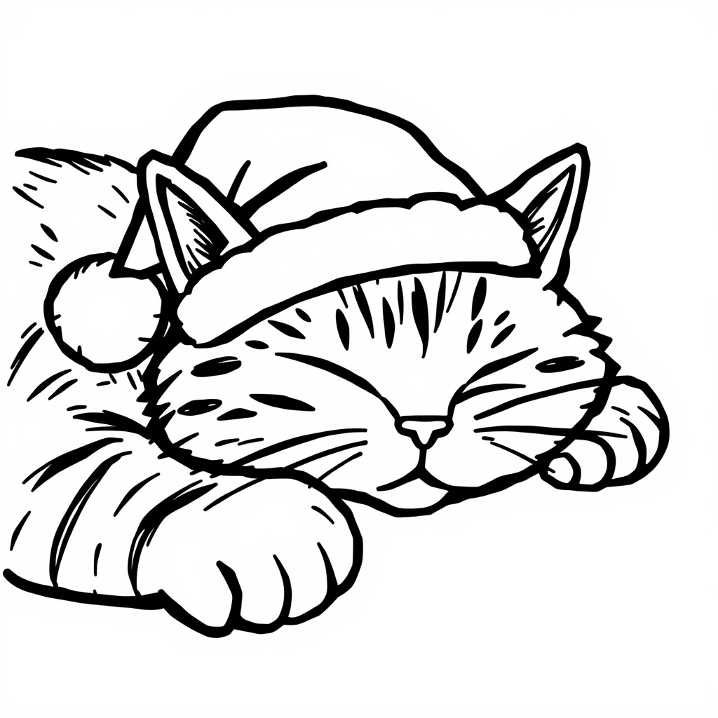 Santa Hat on sleeping cat