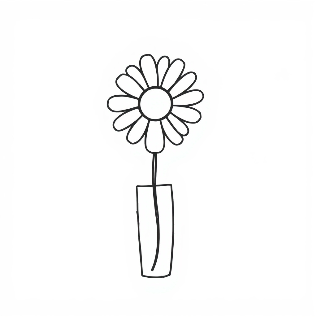 Single daisy in a slim vase