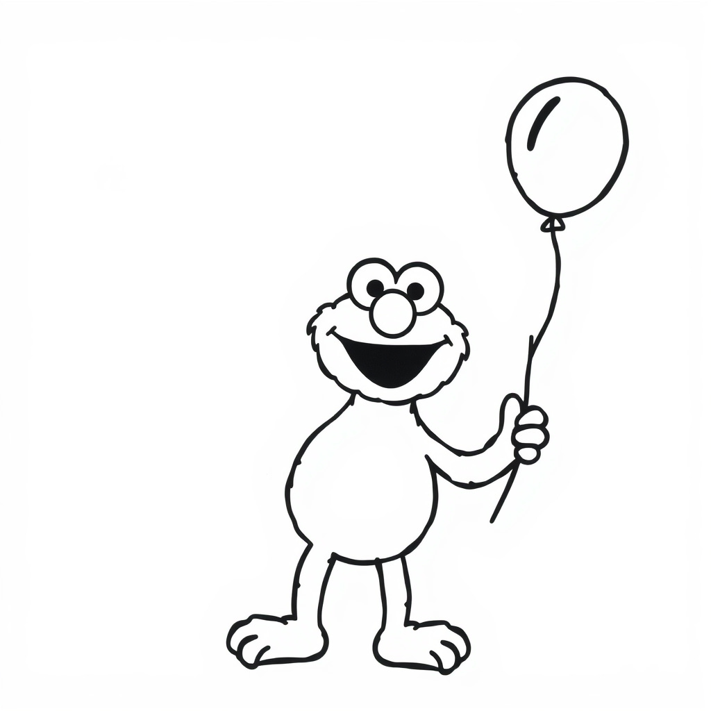 Elmo holding a balloon