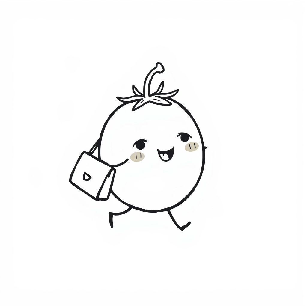 Tomato carrying a purse