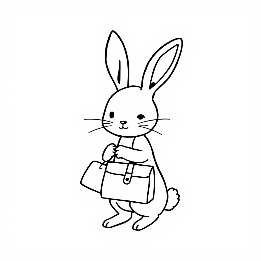 Bunny carrying vintage handbag