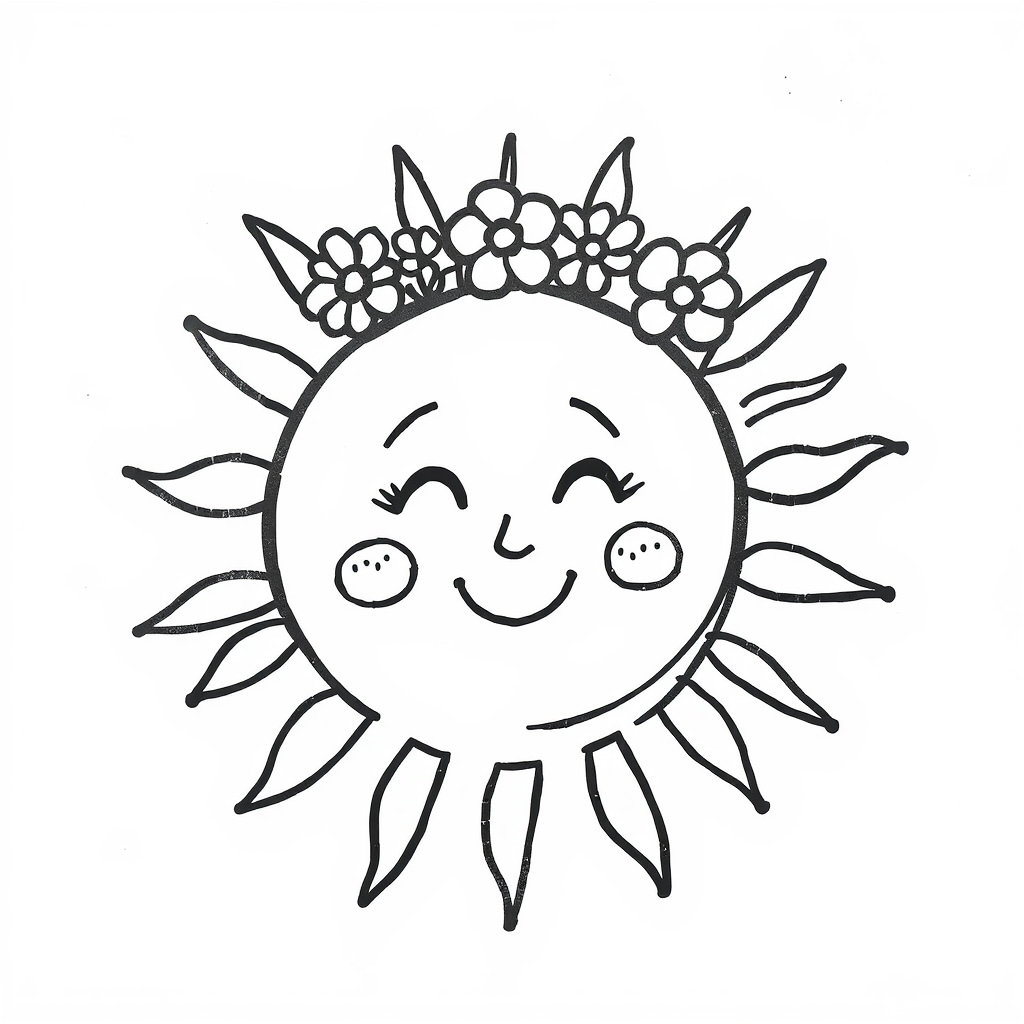 Sun wearing a floral crown