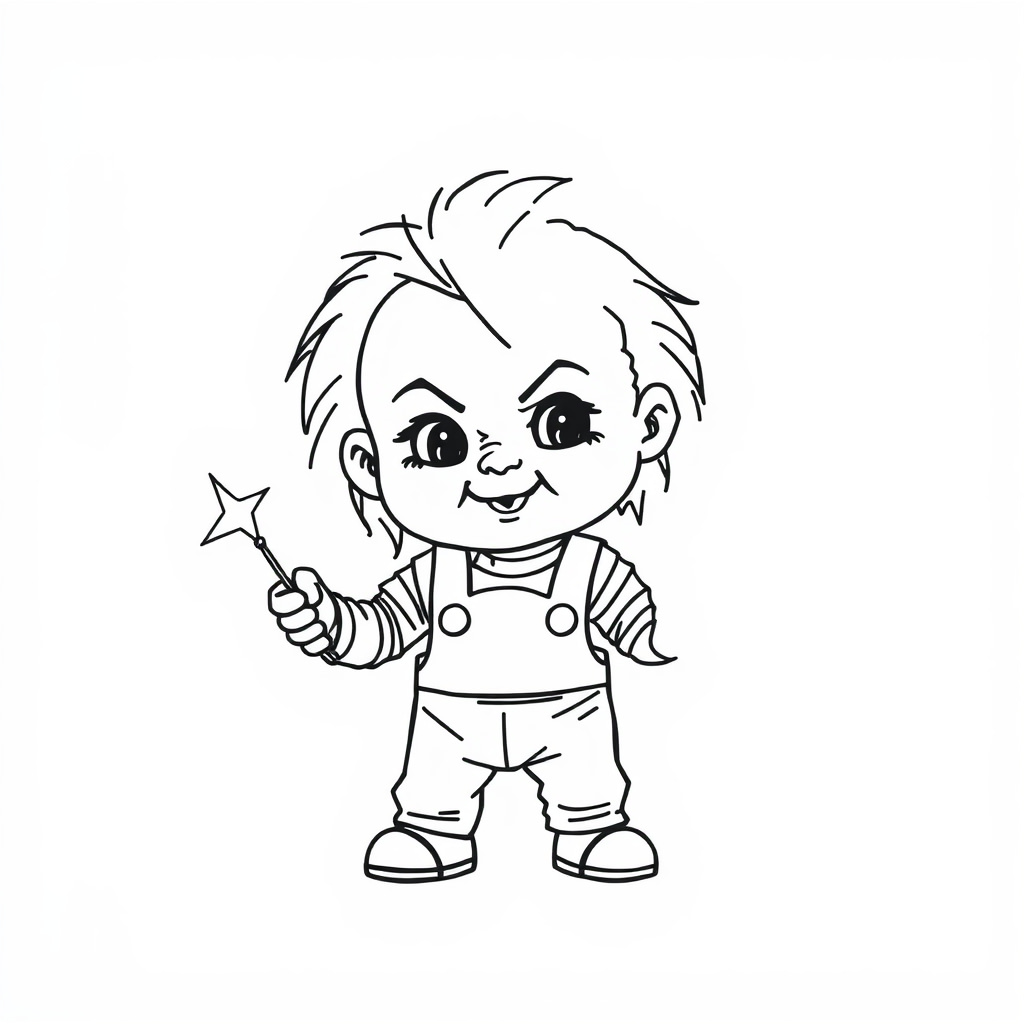 Chucky holding a magic wand