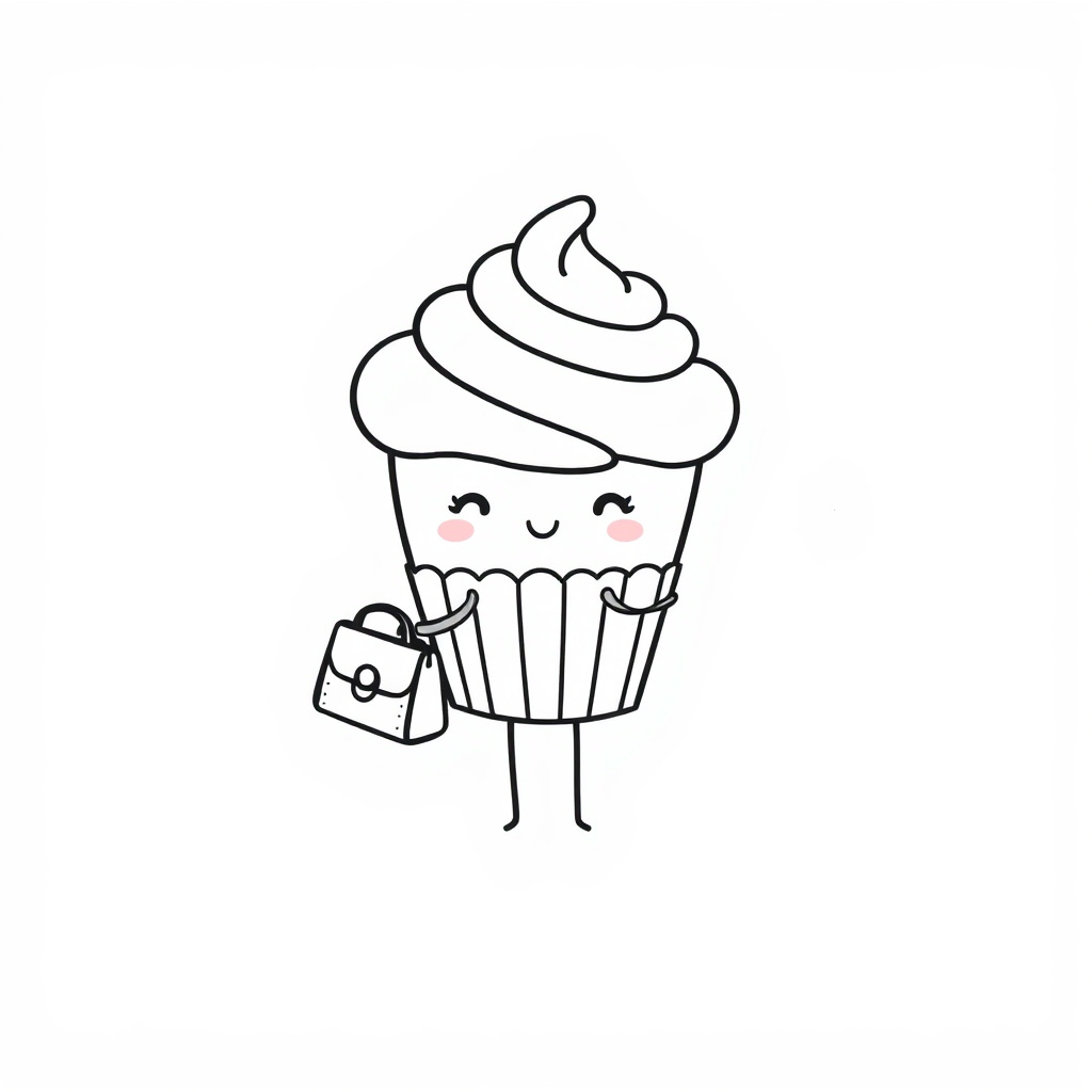 Cupcake holding a purse