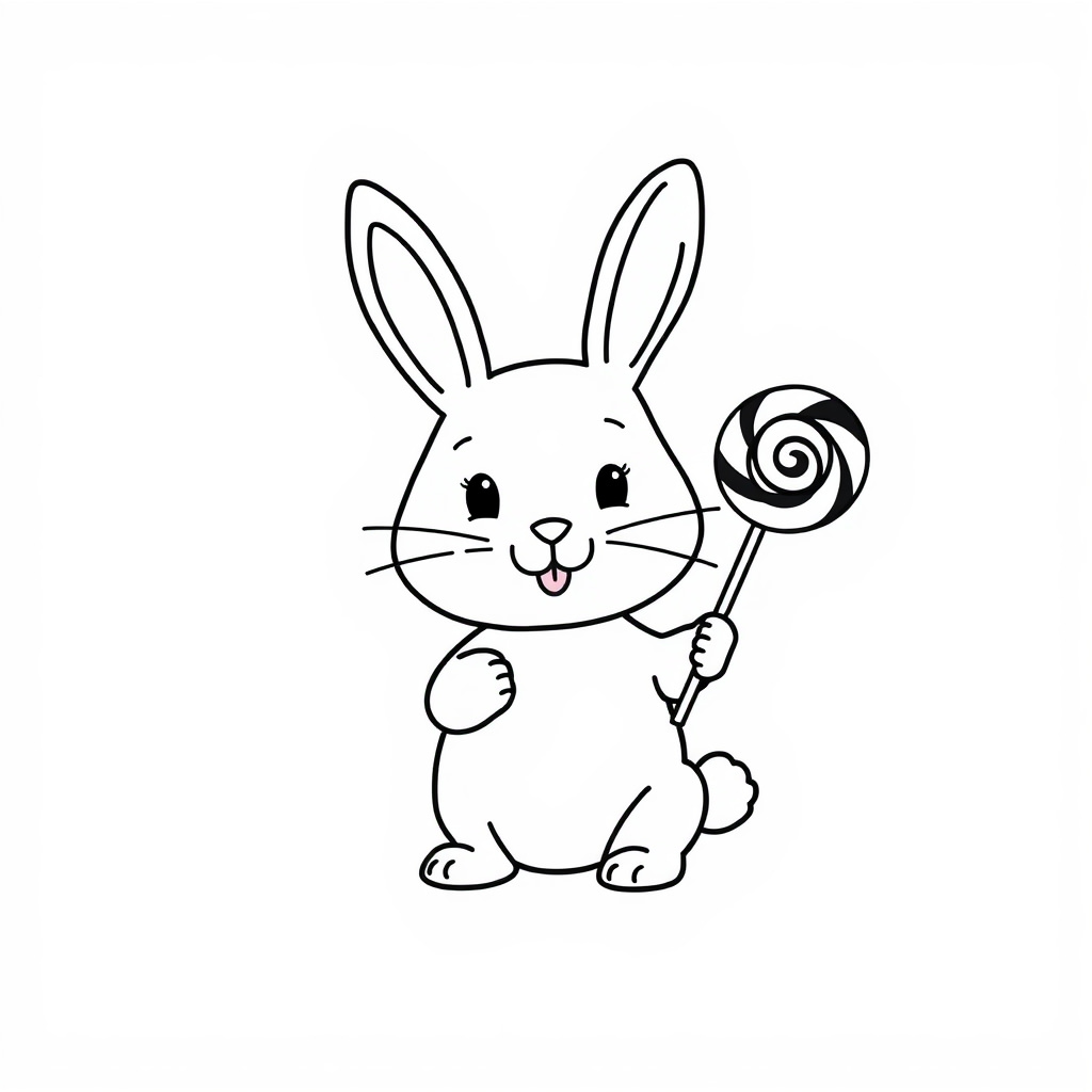 Bunny holding a lollipop