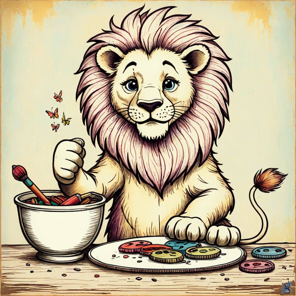 Colored Lion baking cookies