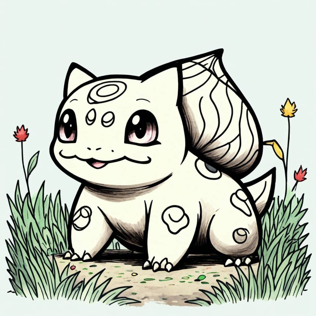 Colored Bulbasaur - in a meadow
